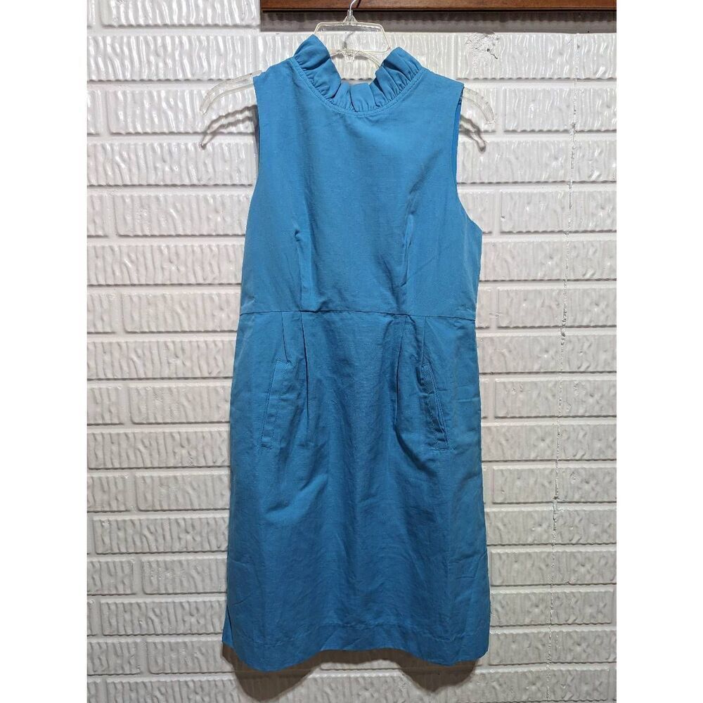 Tyler Boe Blue Sleeveless Ruffle-Neck Mini Dress